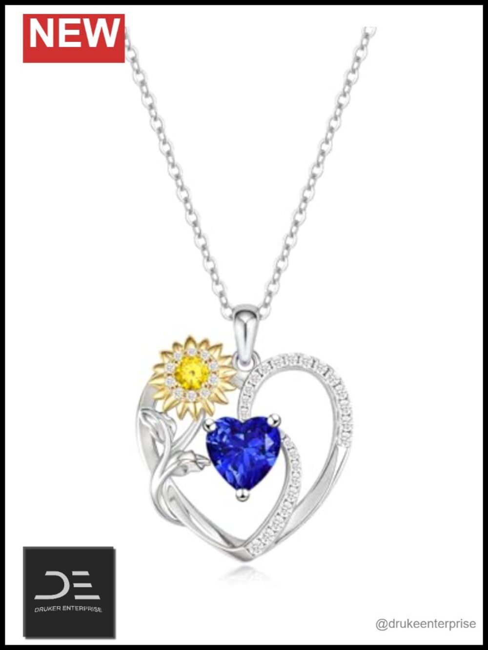 Heart Birthstone Pendant Necklace 925 Sterling Silver